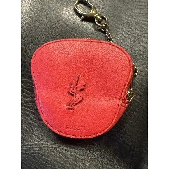 Fossil RED DRAGON 4” Sofia Coin Pouch LLUNAR ROCK Brand New Zip Gold Chain RARE - Picture 8 of 14